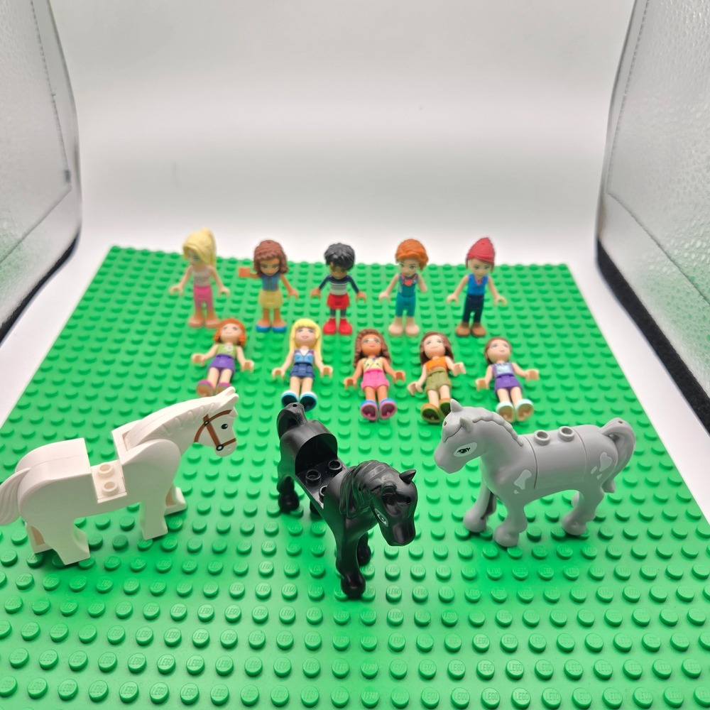 LEGO Friends Minifigure Lot 10 Mini-dolls and 3 Horses Heartlake City Figures